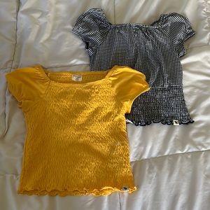 2 Abercrombie kids cropped tight shirts
